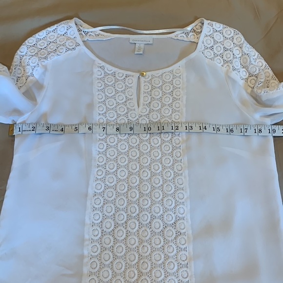 Charter Club Sheer Double Layer Key Hole Top Size Small - Picture 10 of 11